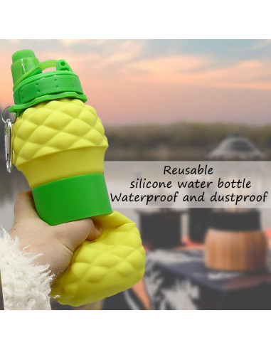 Botella de Agua Plegable WATMHHJQ 500ml a Prueba de Fugas