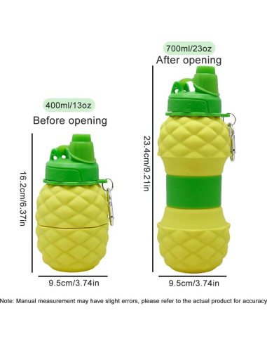 Botella de Agua Plegable WATMHHJQ 500ml a Prueba de Fugas