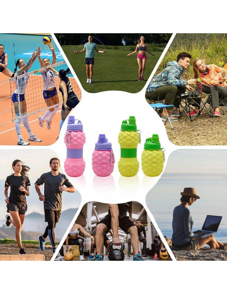 Botella de Agua Plegable WATMHHJQ 500ml a Prueba de Fugas