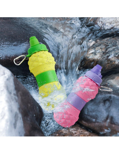 Botella de Agua Plegable WATMHHJQ 500ml a Prueba de Fugas