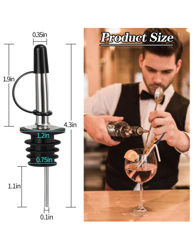 Paquete de 100 vertedores de licor acero inoxidable con tapa