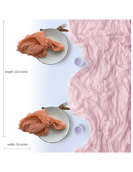 6 Piezas Cubre Mesa de Gasa Rosa 304.8 x 88.9 cm para Boda