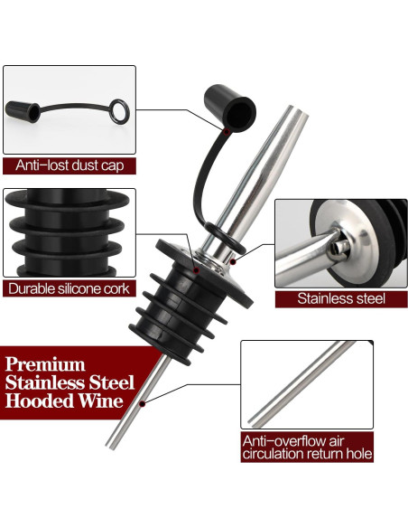 Paquete de 100 vertedores de licor acero inoxidable con tapa