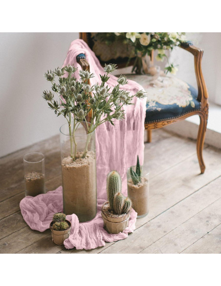 6 Piezas Cubre Mesa de Gasa Rosa 304.8 x 88.9 cm para Boda