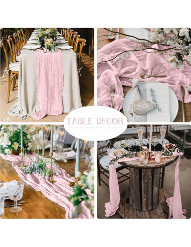 6 Piezas Cubre Mesa de Gasa Rosa 304.8 x 88.9 cm para Boda