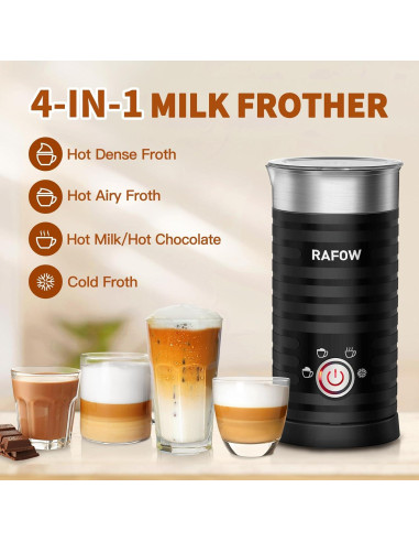 Espumador de Leche Eléctrico 4 en 1 Rafow 350ml Apagado Automático