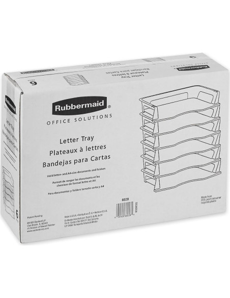 Bandeja de Cartas Rubbermaid Regeneration A4 6 Niveles Plástico Negro
