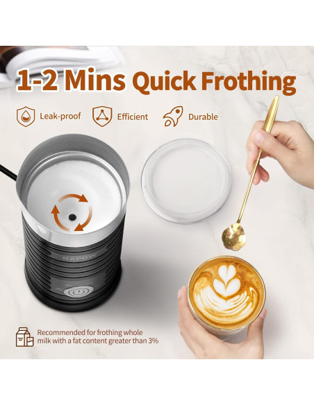 Espumador de Leche Eléctrico 4 en 1 Rafow 350ml Apagado Automático