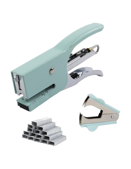 Grapadora de Mano Aacehlh Verde Menta con 750 Grapas