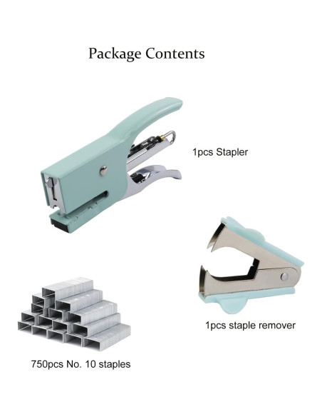 Grapadora de Mano Aacehlh Verde Menta con 750 Grapas
