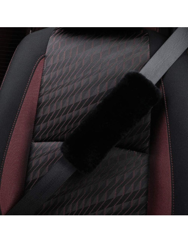 Cubierta de cinturón de seguridad OGLAND de piel de oveja negra