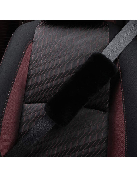 Cubierta de cinturón de seguridad OGLAND de piel de oveja negra