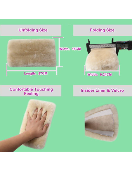 Cubierta de cinturón de seguridad OGLAND de piel de oveja negra