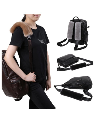 Cubierta de cinturón de seguridad OGLAND de piel de oveja negra