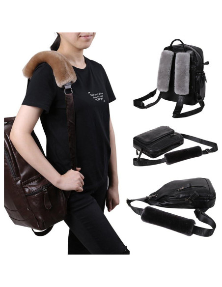 Cubierta de cinturón de seguridad OGLAND de piel de oveja negra