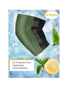Mangas de Protección UV Unisex Bememo - 9 Pares de Seda de Hielo 2