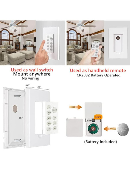 Kit Control Remoto Inalámbrico Nexete para Ventilador de Techo Kit Control Remoto Inalámbrico Nexete para Ventilador de Techo