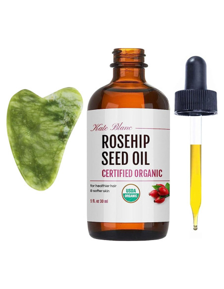 Aceite de Rosa Mosqueta Orgánico Kate Blanc 30ml + Gua Sha Jade