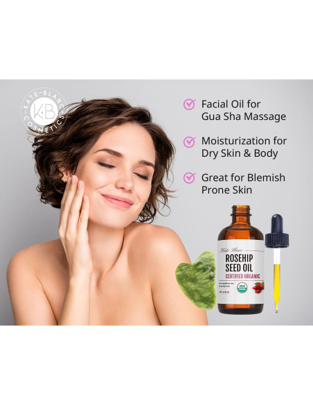 Aceite de Rosa Mosqueta Orgánico Kate Blanc 30ml + Gua Sha Jade