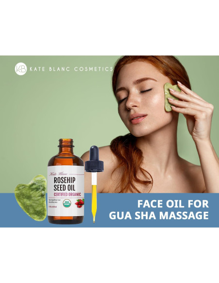 Aceite de Rosa Mosqueta Orgánico Kate Blanc 30ml + Gua Sha Jade
