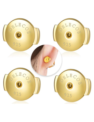 Respaldo de Aretes DELECOE 925 Plata Esterlina 18K Oro Hipoalergénico