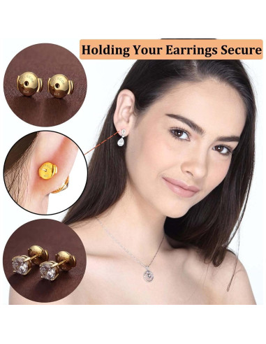 Respaldo de Aretes DELECOE 925 Plata Esterlina 18K Oro Hipoalergénico