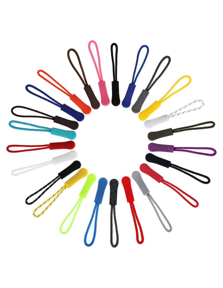 Tiradores de Cremallera WILLBOND 50 Piezas 25 Colores Nylon