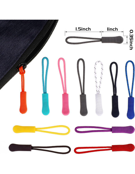 Tiradores de Cremallera WILLBOND 50 Piezas 25 Colores Nylon