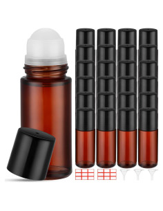 Set 24 Botellas de Vidrio Marrón 30ml con Rodillo Sumind