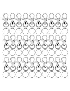 Ganchos giratorios para llaveros Anezus 100 piezas metal plata