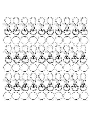 Ganchos giratorios para llaveros Anezus 100 piezas metal plata