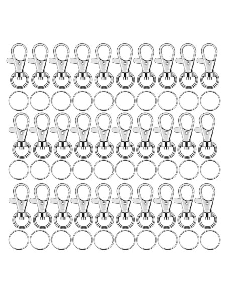 Ganchos giratorios para llaveros Anezus 100 piezas metal plata