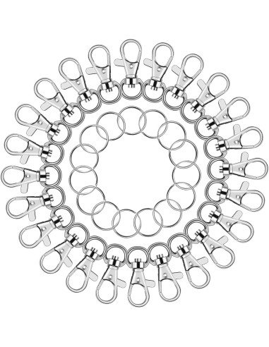 Ganchos giratorios para llaveros Anezus 100 piezas metal plata