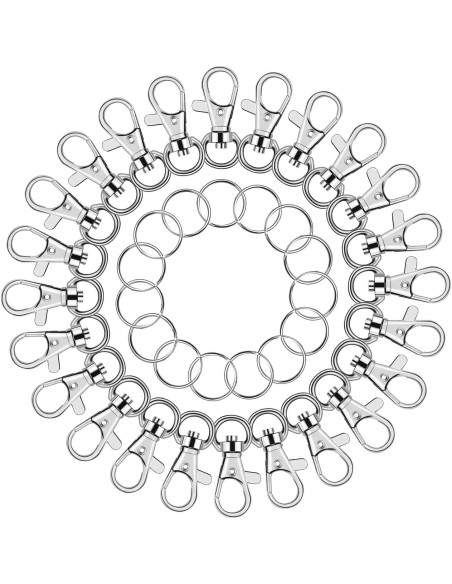 Ganchos giratorios para llaveros Anezus 100 piezas metal plata