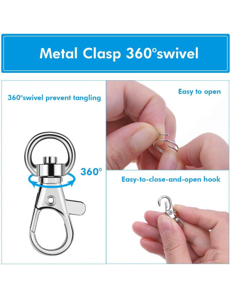 Ganchos giratorios para llaveros Anezus 100 piezas metal plata