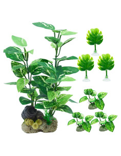Plantas Artificiales para Acuarios EDGCTYU - Paquete de 7 Verde