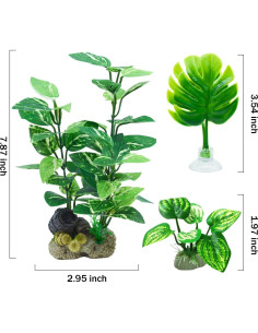 Plantas Artificiales para Acuarios EDGCTYU - Paquete de 7 Verde 2