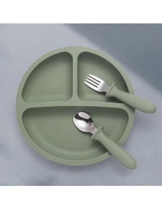 Set de Alimentación para Bebés Eascrozn - 2 Platos Silicona 190g 2