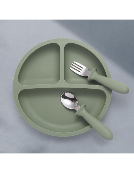 Set de Alimentación para Bebés Eascrozn - 2 Platos Silicona 190g