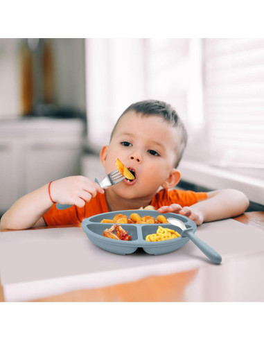 Set de Alimentación para Bebés Eascrozn - 2 Platos Silicona 190g