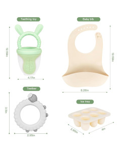 Set de Alimentación para Bebés Doratu - Alimentador de Frutas y Baberos de Silicona 2