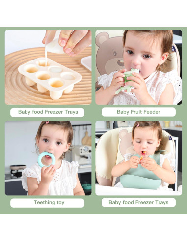 Set de Alimentación para Bebés Doratu - Alimentador de Frutas y Baberos de Silicona