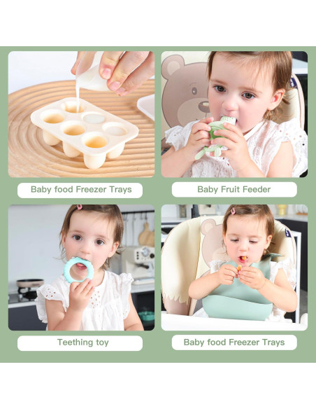 Set de Alimentación para Bebés Doratu - Alimentador de Frutas y Baberos de Silicona