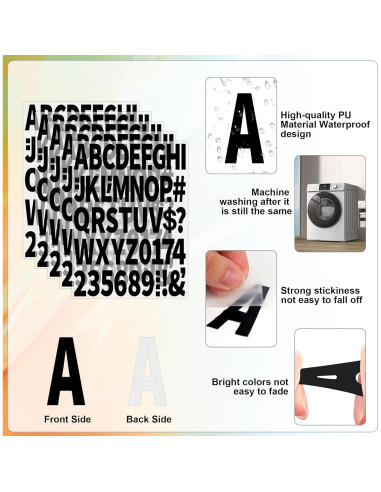 Set de Letras y Números de Planchar Metsyth 612 Piezas Negro