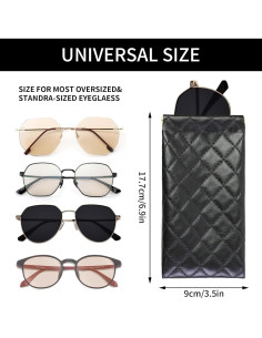 Estuche Doble para Gafas Flyingmage - Cuero PU Suave, Negro/Marrón 2