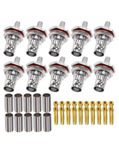 10 Conectores BNC Femenino Crimp TUOLNK Impermeables 50 Ohm