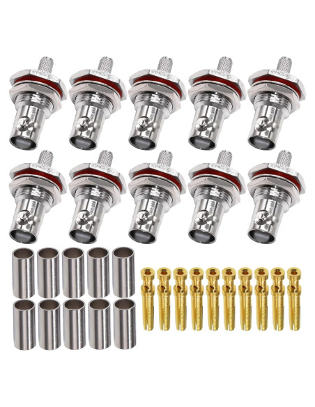 10 Conectores BNC Femenino Crimp TUOLNK Impermeables 50 Ohm