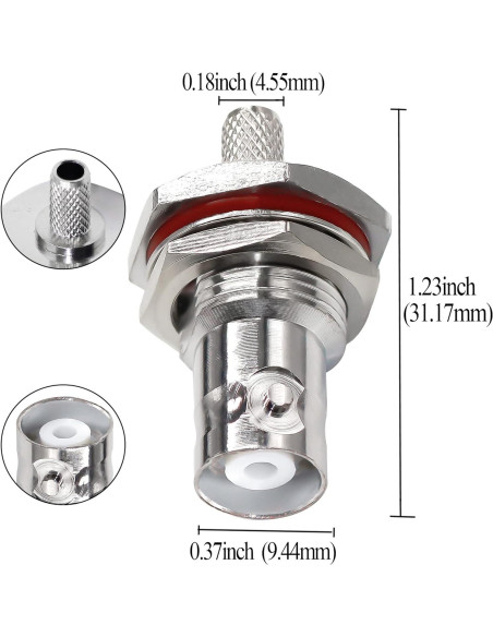 10 Conectores BNC Femenino Crimp TUOLNK Impermeables 50 Ohm