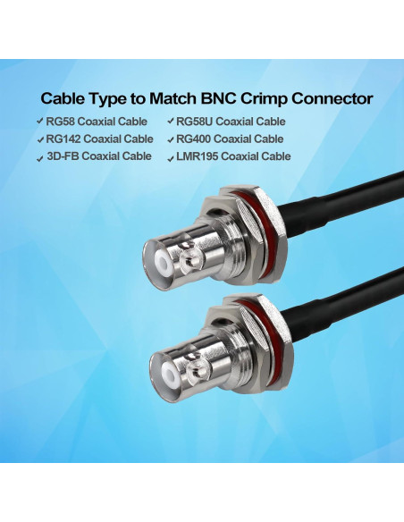 10 Conectores BNC Femenino Crimp TUOLNK Impermeables 50 Ohm