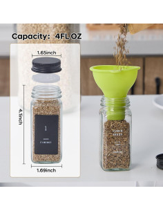 24 Tarros de Especias de Vidrio Fiwence con Etiquetas y Accesorios 2
